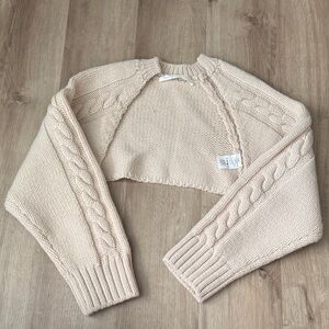 The Open Product (Open Yy) Cream Cable Knit Women's Sweater